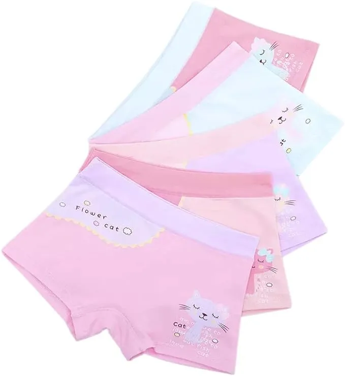 Girls Cotton Underwear Soft Boy Shorts Kids Boxer Briefs Panties(Pack of 5)