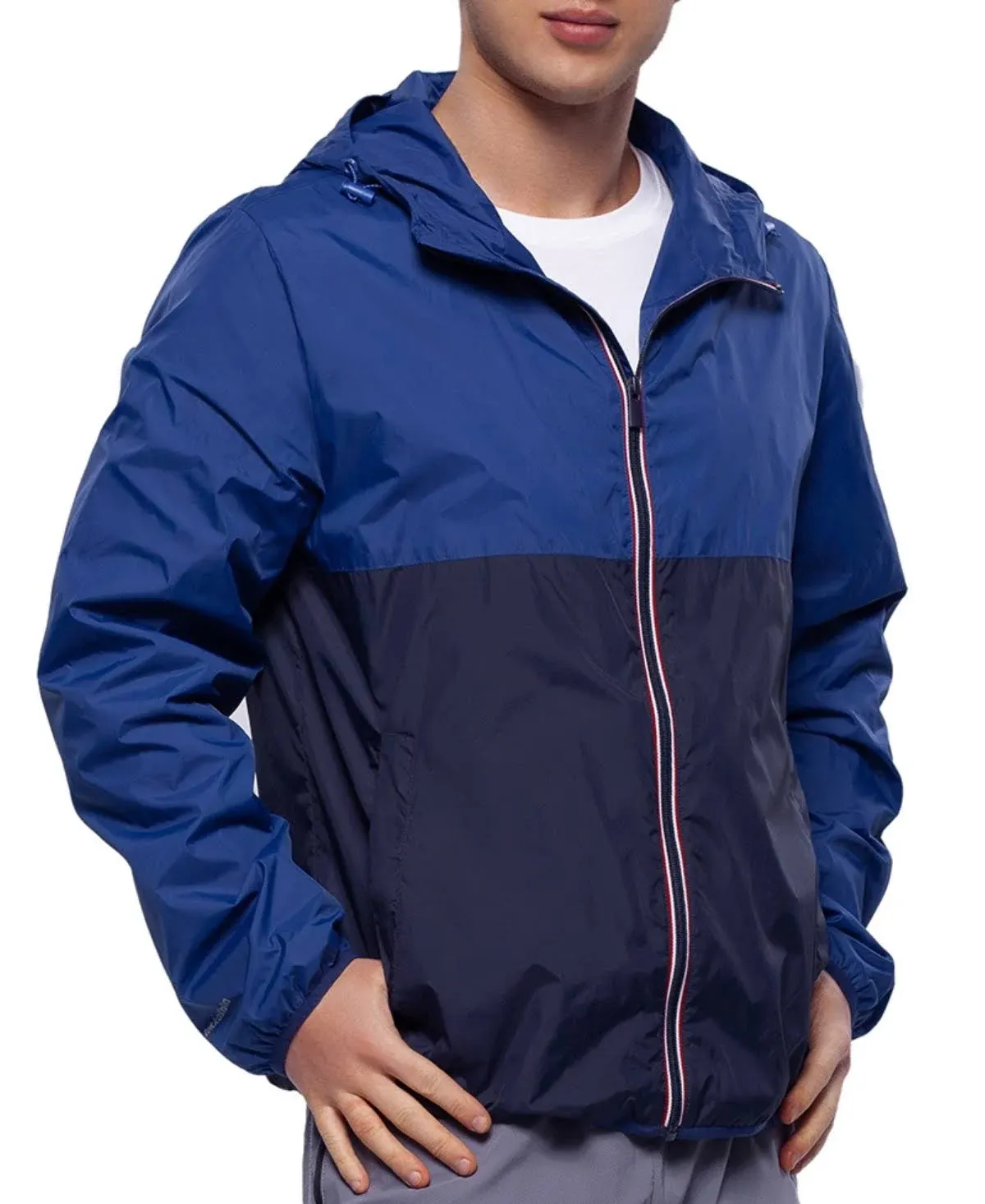 Rokka&Rolla Men's Packable Mesh Lined Lightweight Windbreaker Jacket - Blue Navy