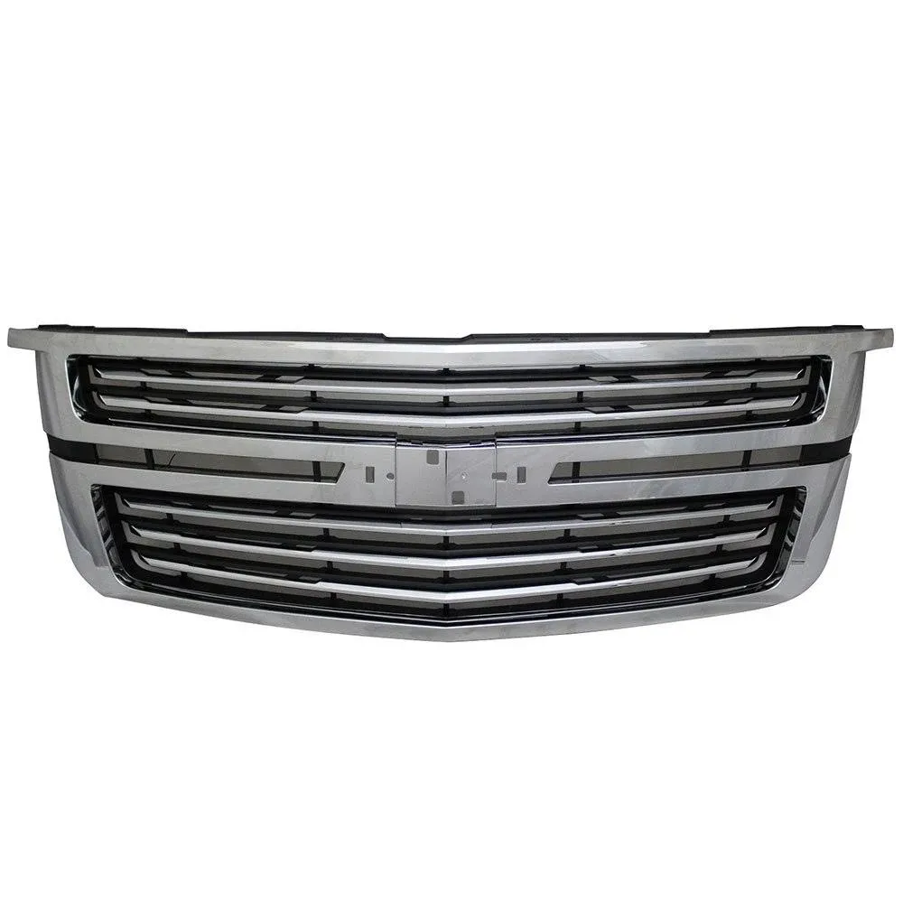 Grille Compatible With 2015-2020 Chevy Tahoe, LTZ Style Chrome Front Bumper Grill Hood Mesh by IKON MOTORSPORTS, 2016