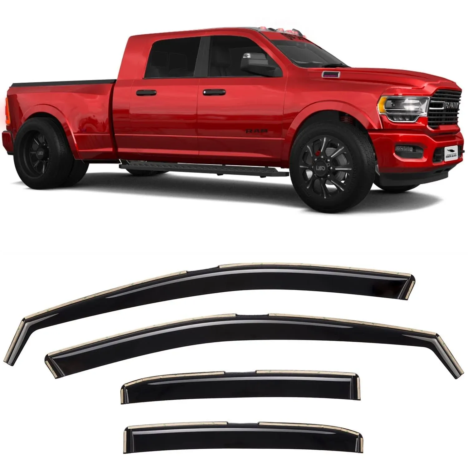 Side Window Deflectors Rain Guards for 2019-2024 Dodge RAM Crew Cab  | eBay