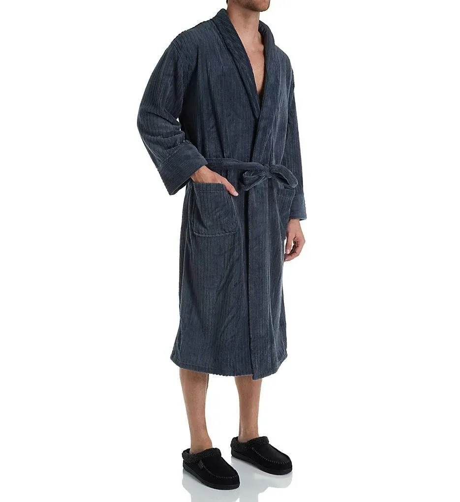 Hanes 4210T Tall Man Ultimate Plush Soft Touch Robe, Charcoal