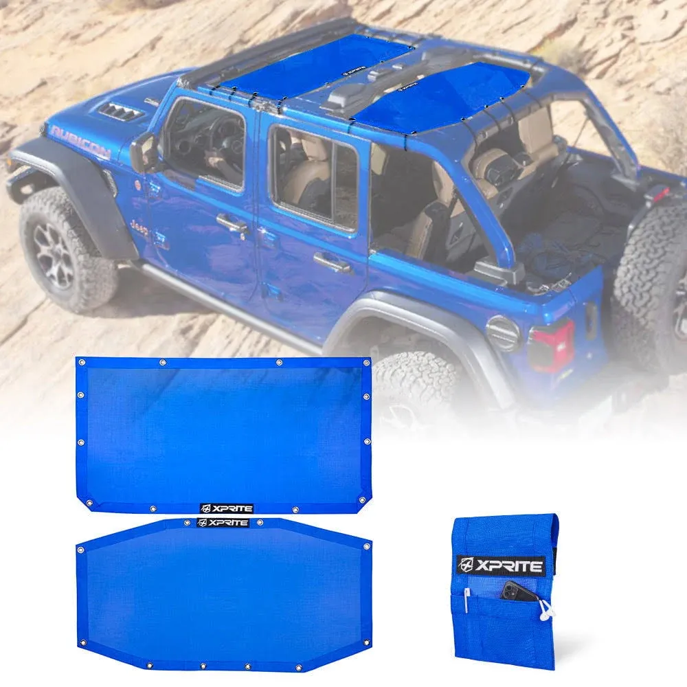 4 Door Upper Mesh Sun Shade Roof Cover Umbrella Tent for 18-22 Jeep Wrangler JLU