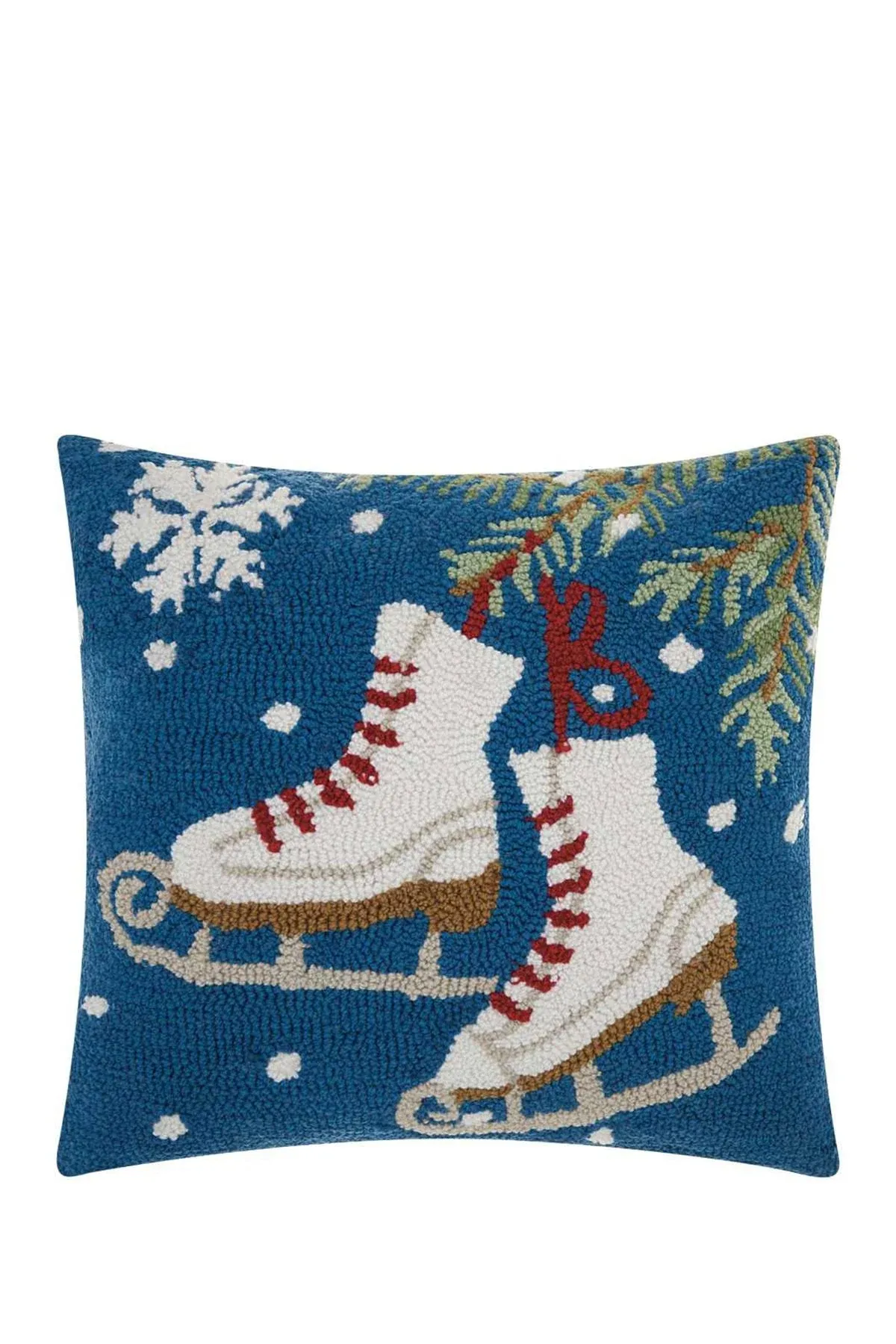 Mina Victory Home for the Holidays Ice Skates Throw Pillow