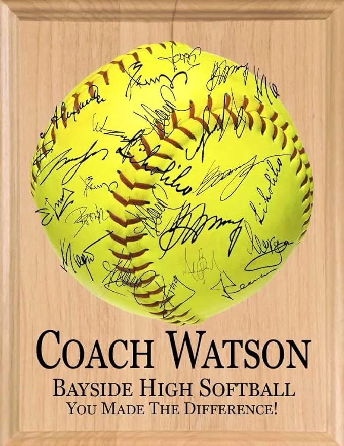 Personalized Softball Coach Gift PLAQUE For Team Notes and Signatures