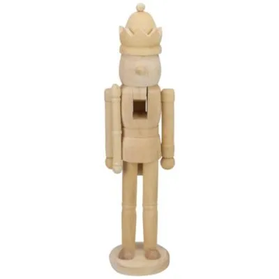 Northlight 14.75" Unfinished Paintable Wooden Christmas Nutcracker With A Crown