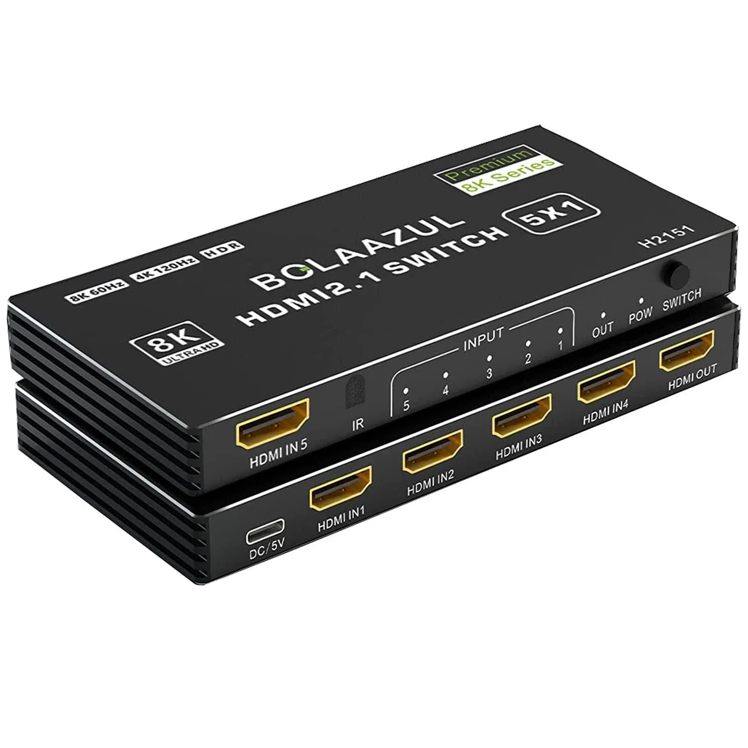 8K HDMI 2.1 Switch 120Hz 4K 5 in 1 Out, BolAAzuL 8K@60Hz HDMI 2.1 Splitter ...