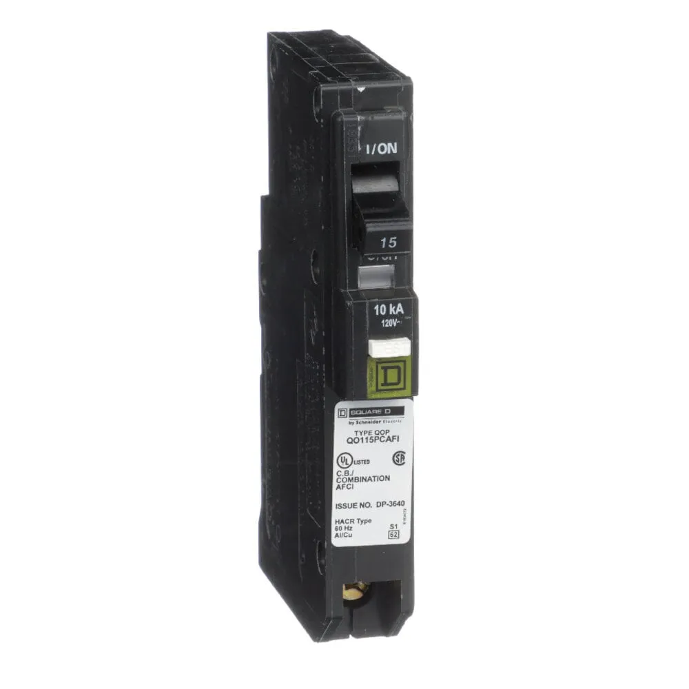 Square D QO 15-amp 1-Pole Combination Arc Fault Plug-on Neutral Circuit Breaker