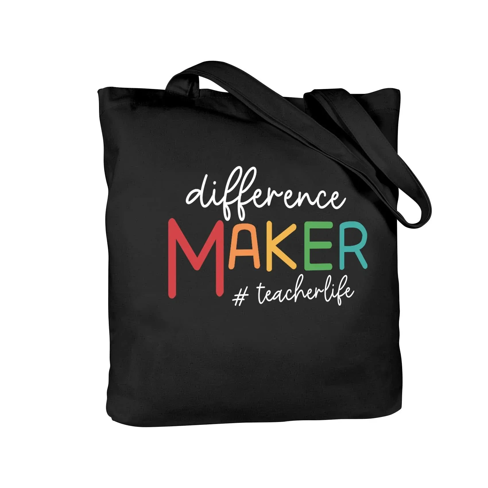 CARAKNOTS Teacher Appreciation Gifts for Women Black Teacher Bag Teacher Gifts Canvas Tote Bag for Teachers Christmas End of Year Graduation Gifts for Teacher