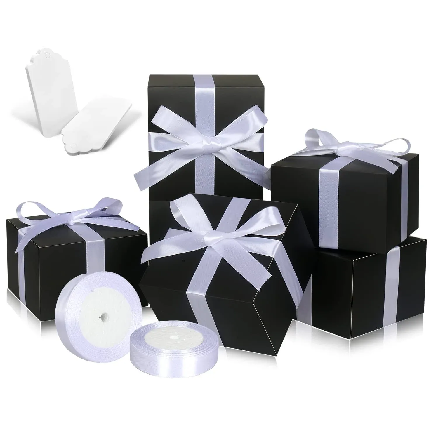 Black Gift Boxes 6x6x6 50 Pack Paper Gift Boxes with Lids for Gift Bridesmaid...