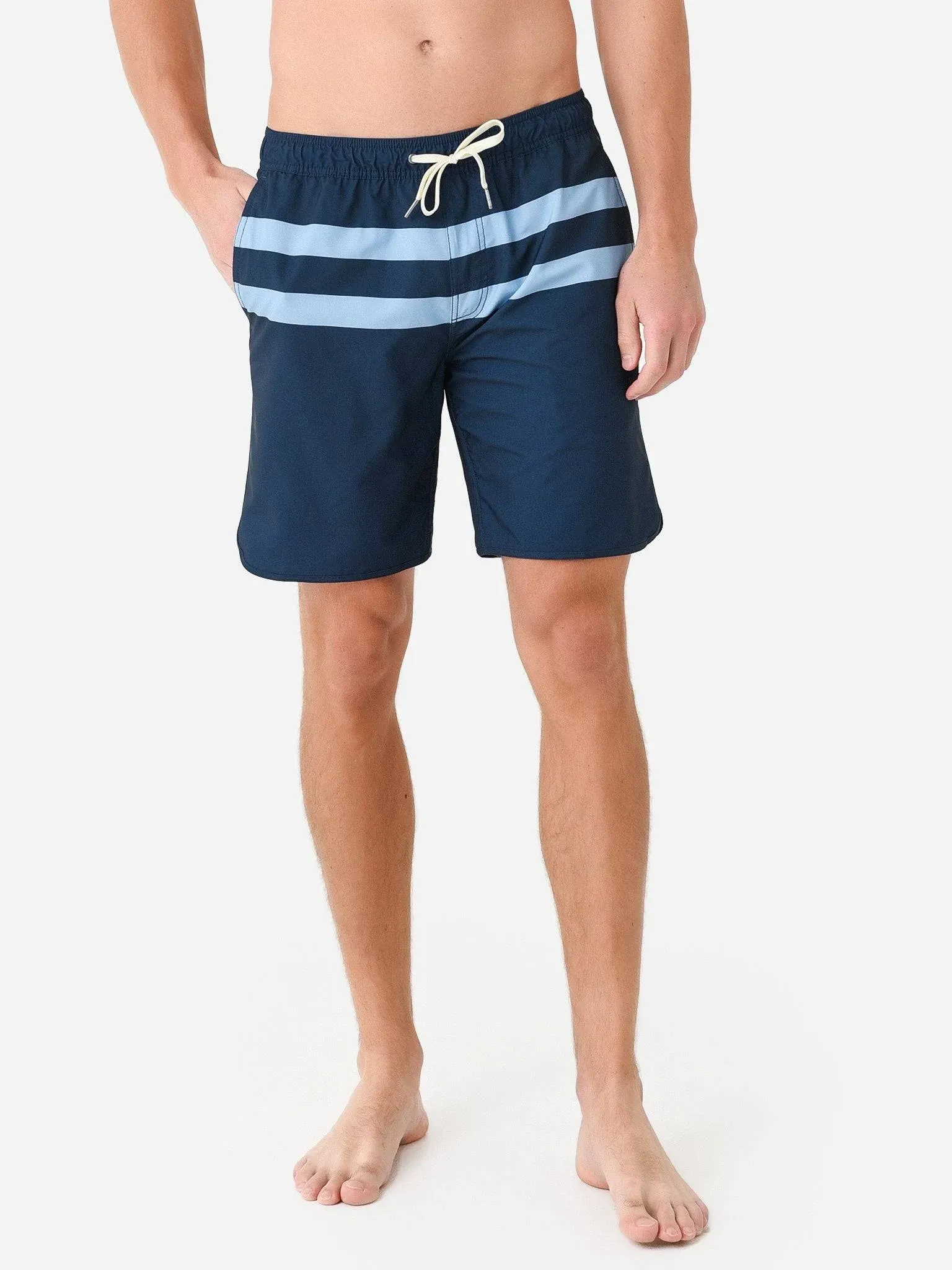 Shop Fair Harbor Men's The Anchor Swim Shorts In Light Blue Stripe