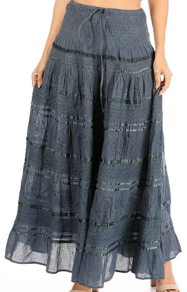 Sakkas Lace and Ribbon Peasant Boho Skirt