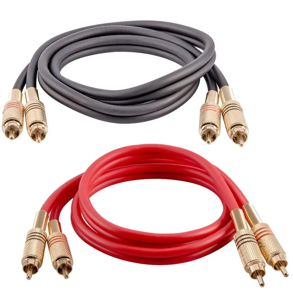 2 Pack of 3 Foot 2-RCA Male to 2-RCA Male Audio Patch Cables - Various Colors