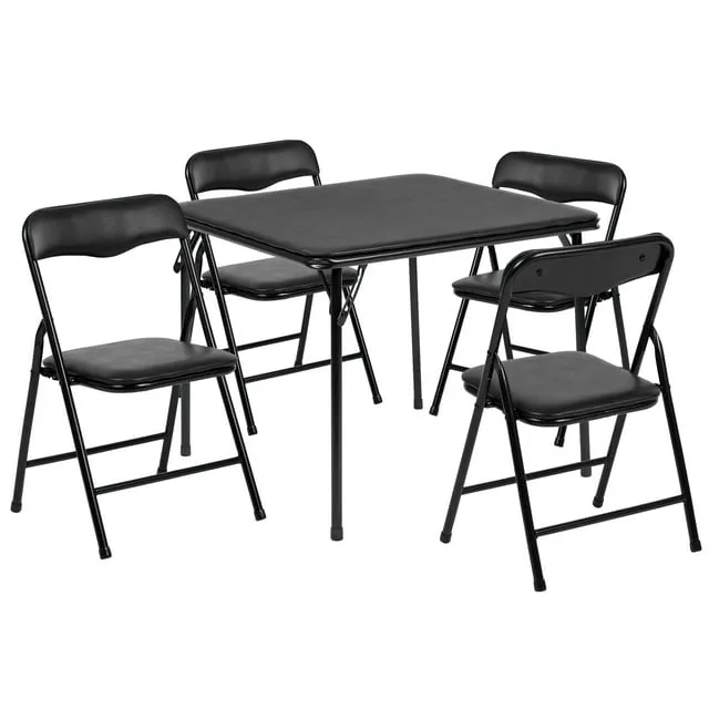 Flash Furniture Kids Black 5 Piece Folding Table and Chair Set