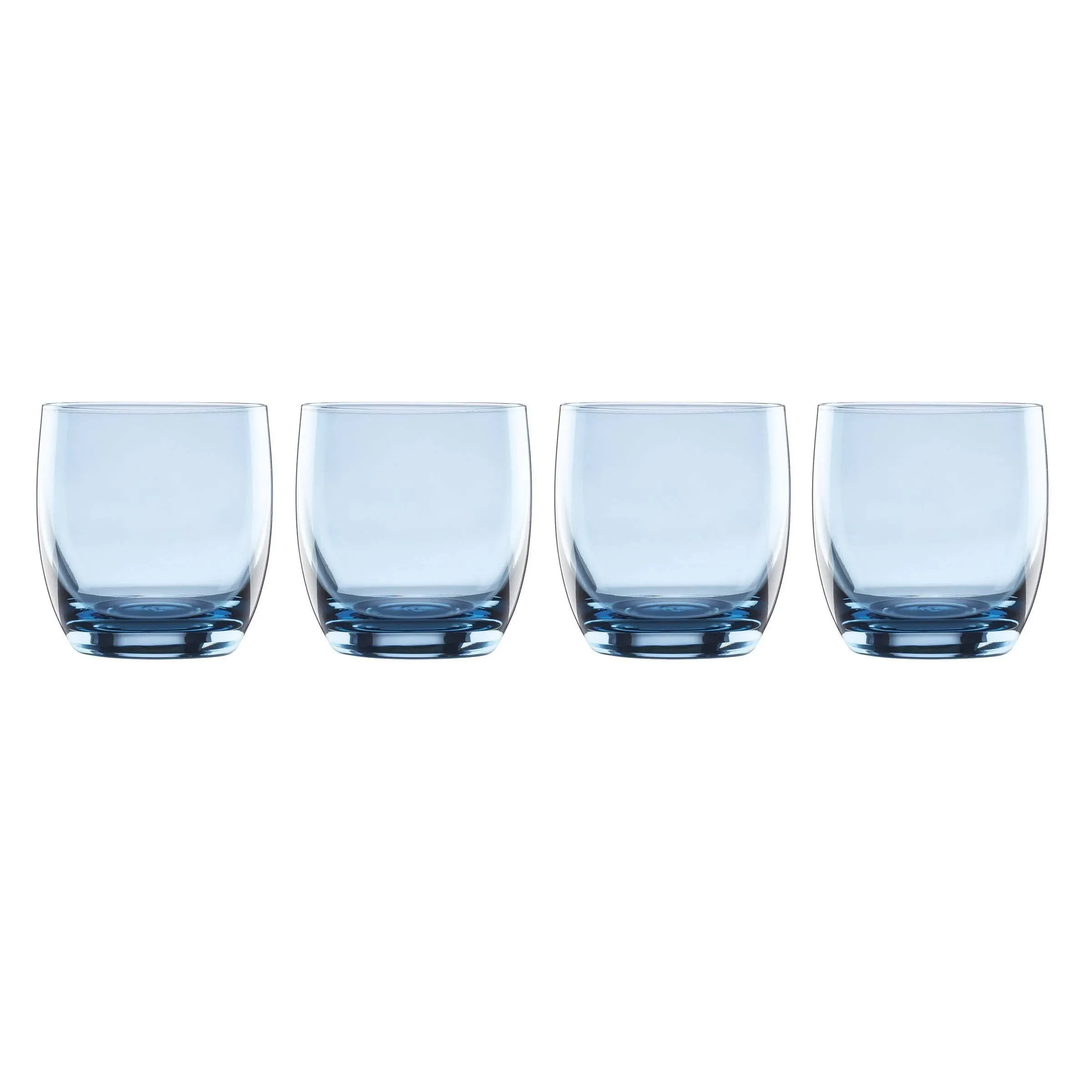 NIB $86 Lennox Valencia Set 4 Double Old Fashioned Glasses Blue Crystal Modern