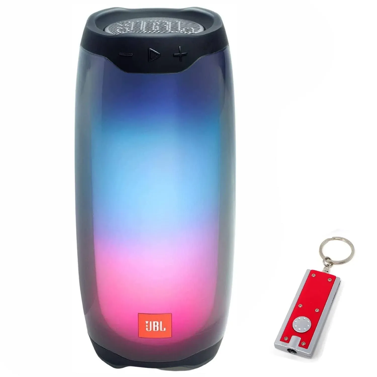 JBL Pulse 4 - Waterproof Portable Wireless Bluetooth Speaker with Light Show, Includes LED Flashlight Key Chain Bonus - Black