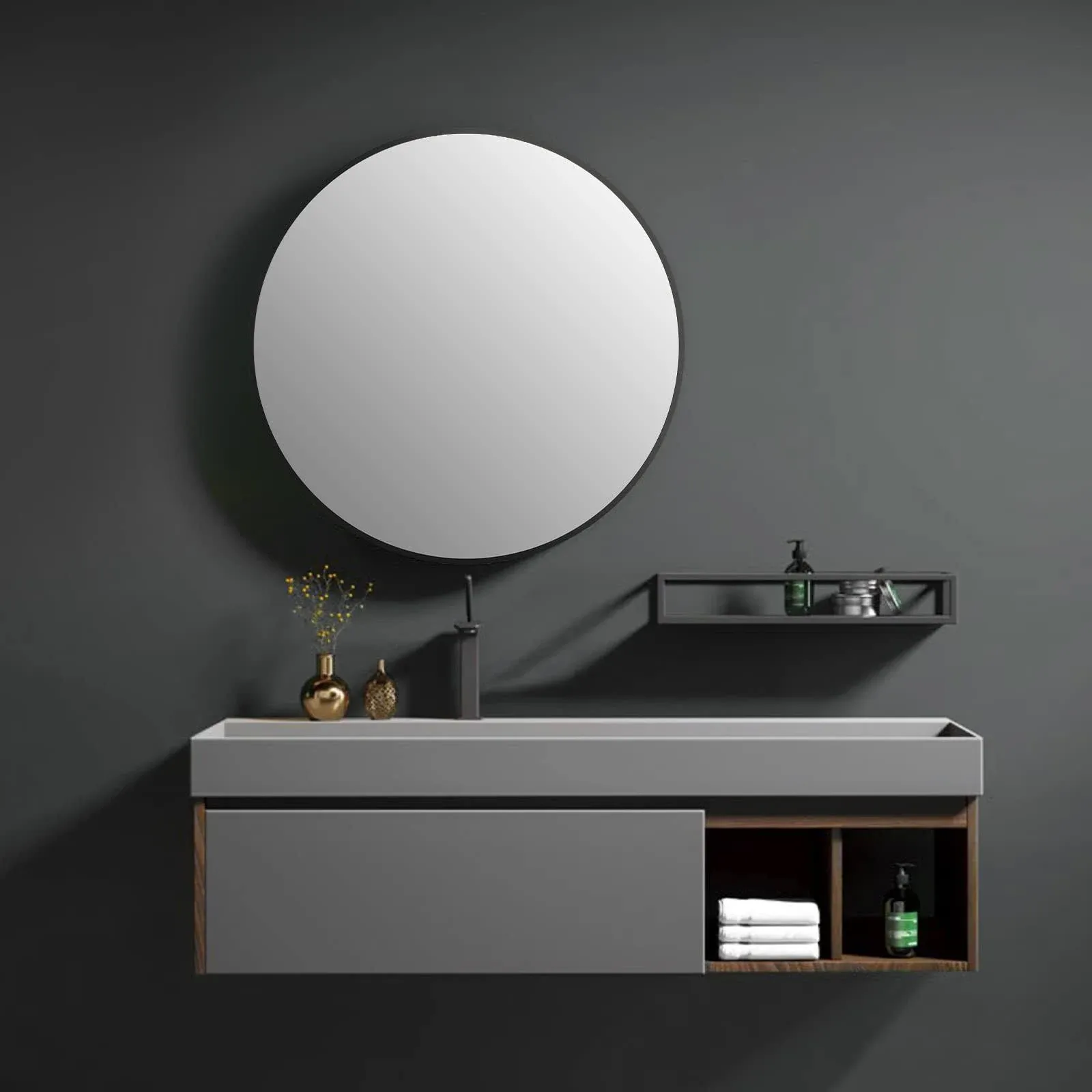 Wall Mirror For Bathroom Black Metal Frame Mirror Round Wall Mount Bathroom Vani