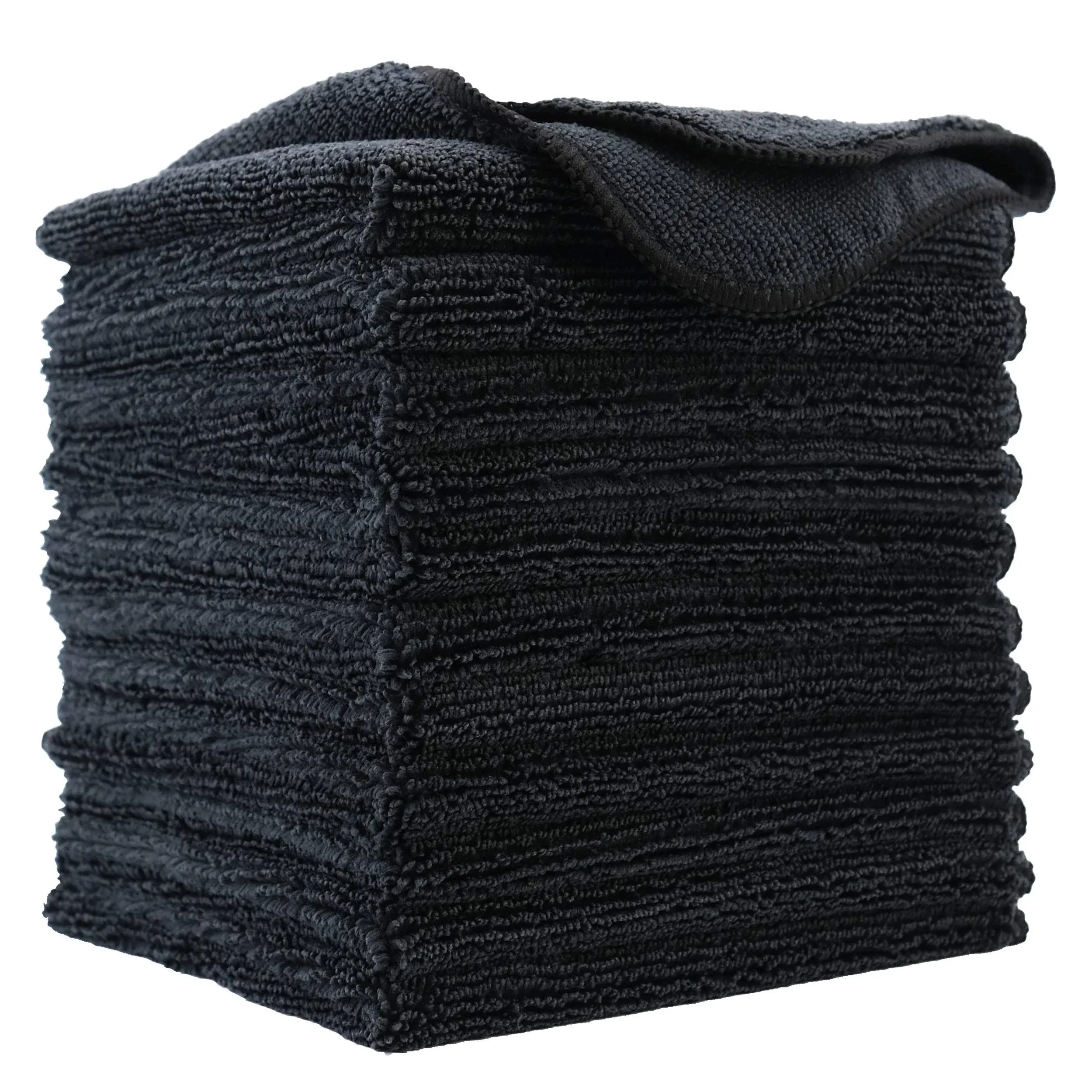 POLYTE Premium Microfiber Cleaning Cloth,12 x 12 in, 12 Pack (Black)