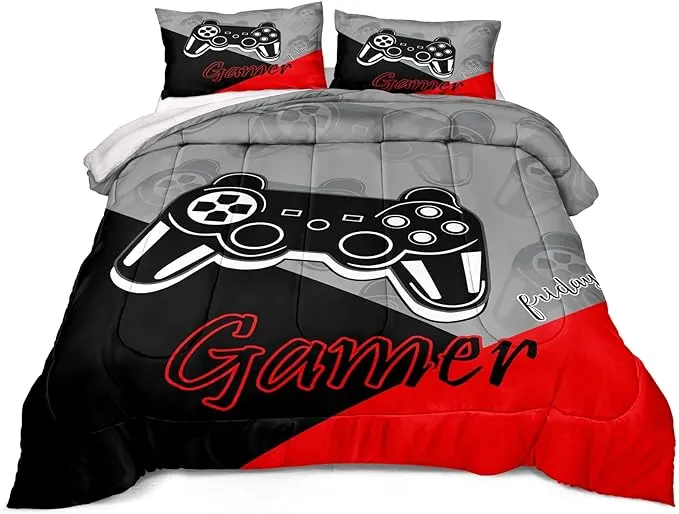 Z.Jian HOME Gaming Comforter for Boys Teen Game Contoller Bedding Set for Kids