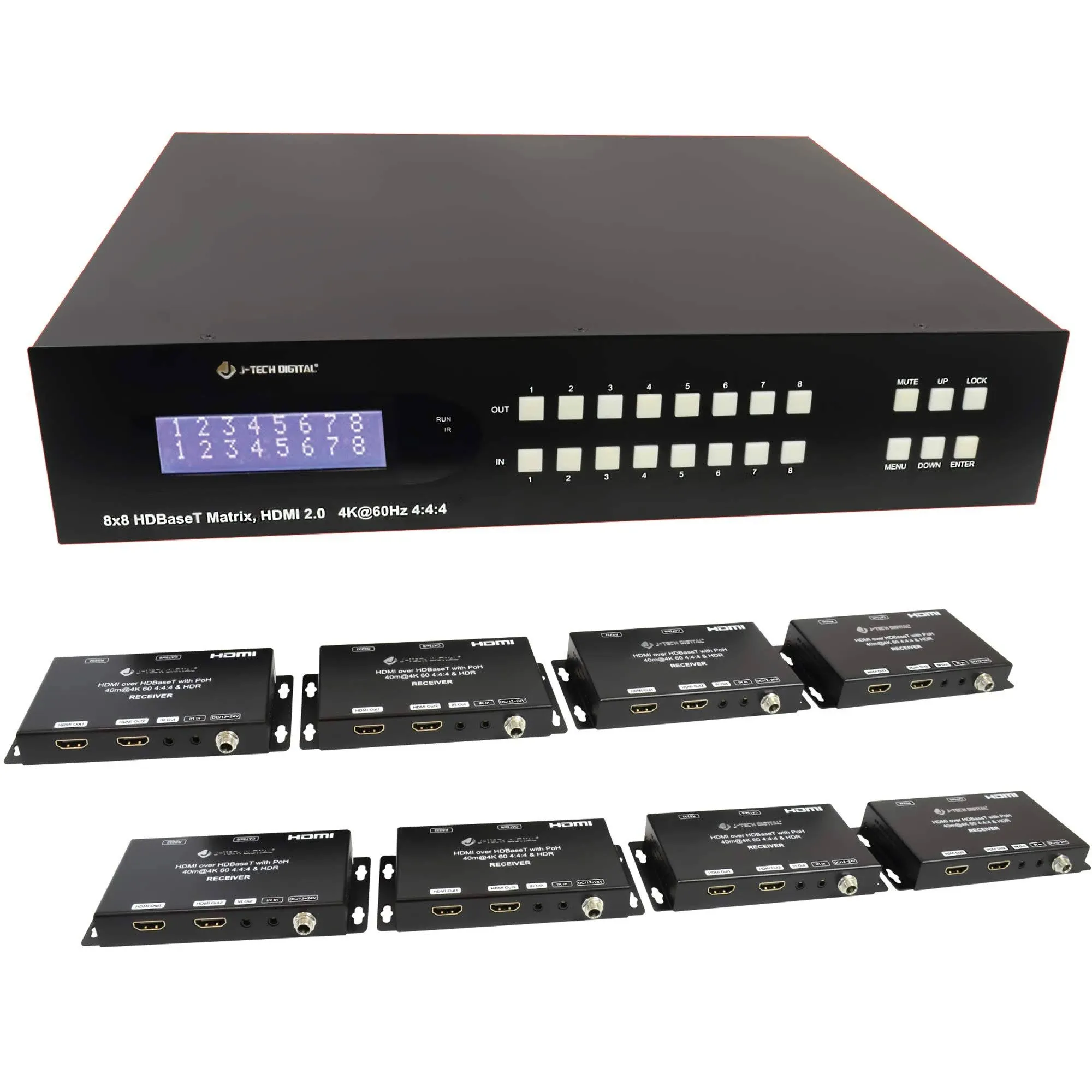 J-Tech Digital HDMI 8×16 Matrix Extender Switcher HDBaseT 4K 60Hz YUV 4:4:4 HDCP