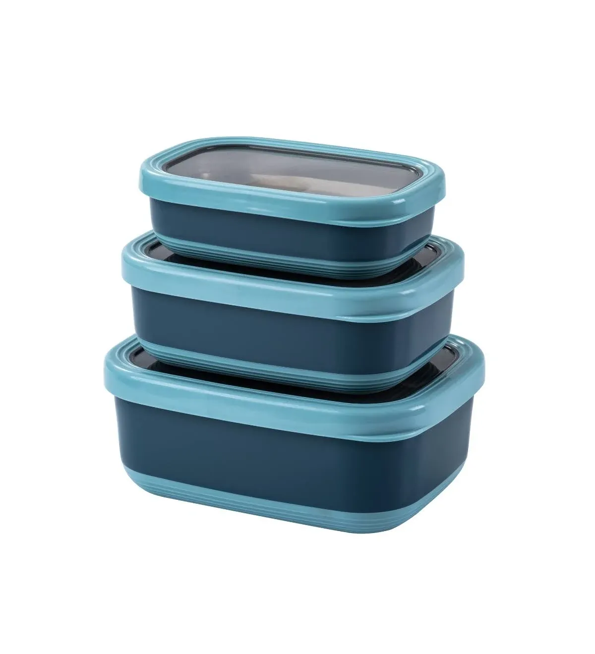 Lille Home Premium Stainless Steel Food Containers/Bento Lunch Box With Anti-Slip Exterior, Set of 3, 470ML, 900ML,1.4L, Leakproof, BPA Free, Portion Control, Blue