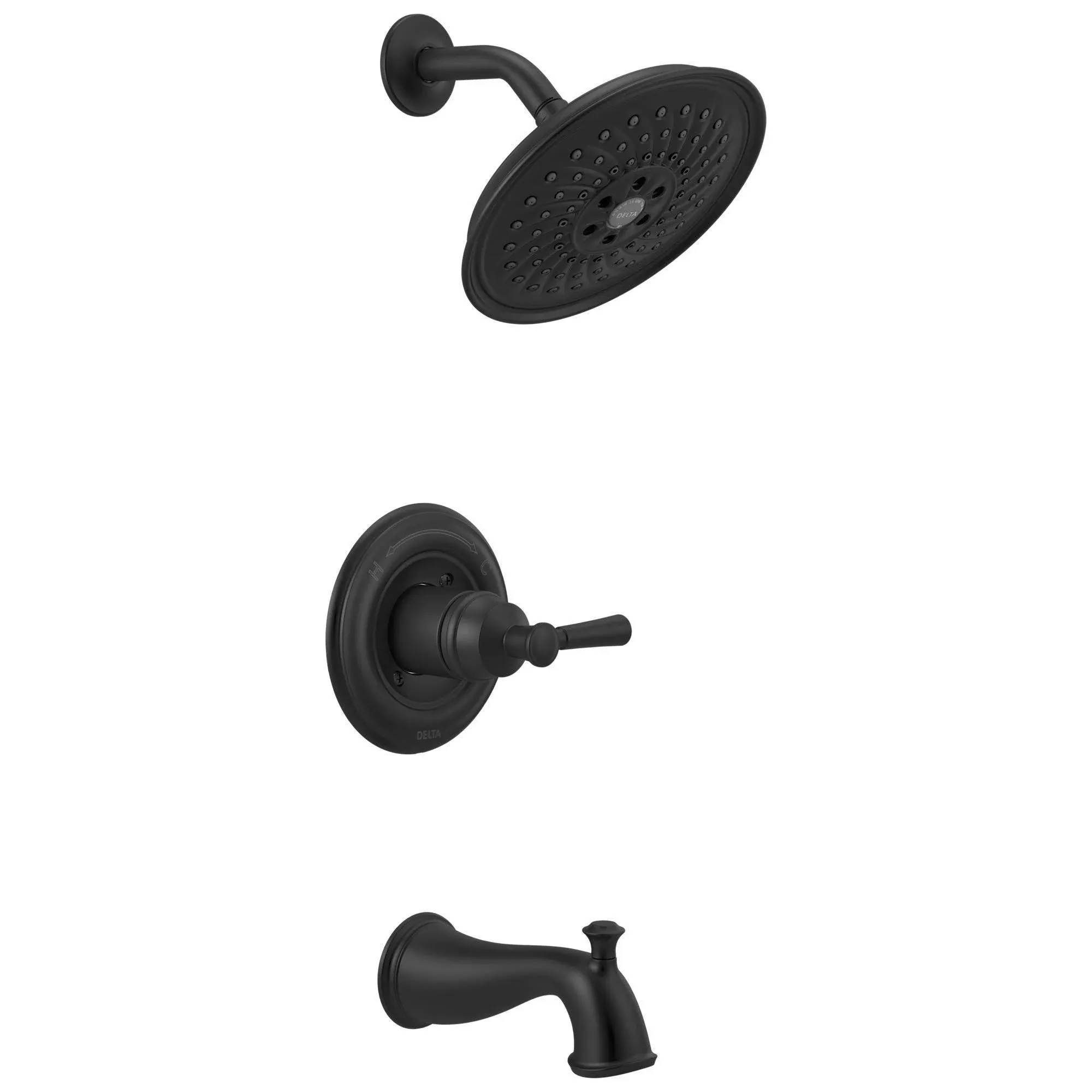 Delta Mylan Matte Black 1-handle Multi-function Round Bathtub and Shower Faucet Valve Included | 144777-BL