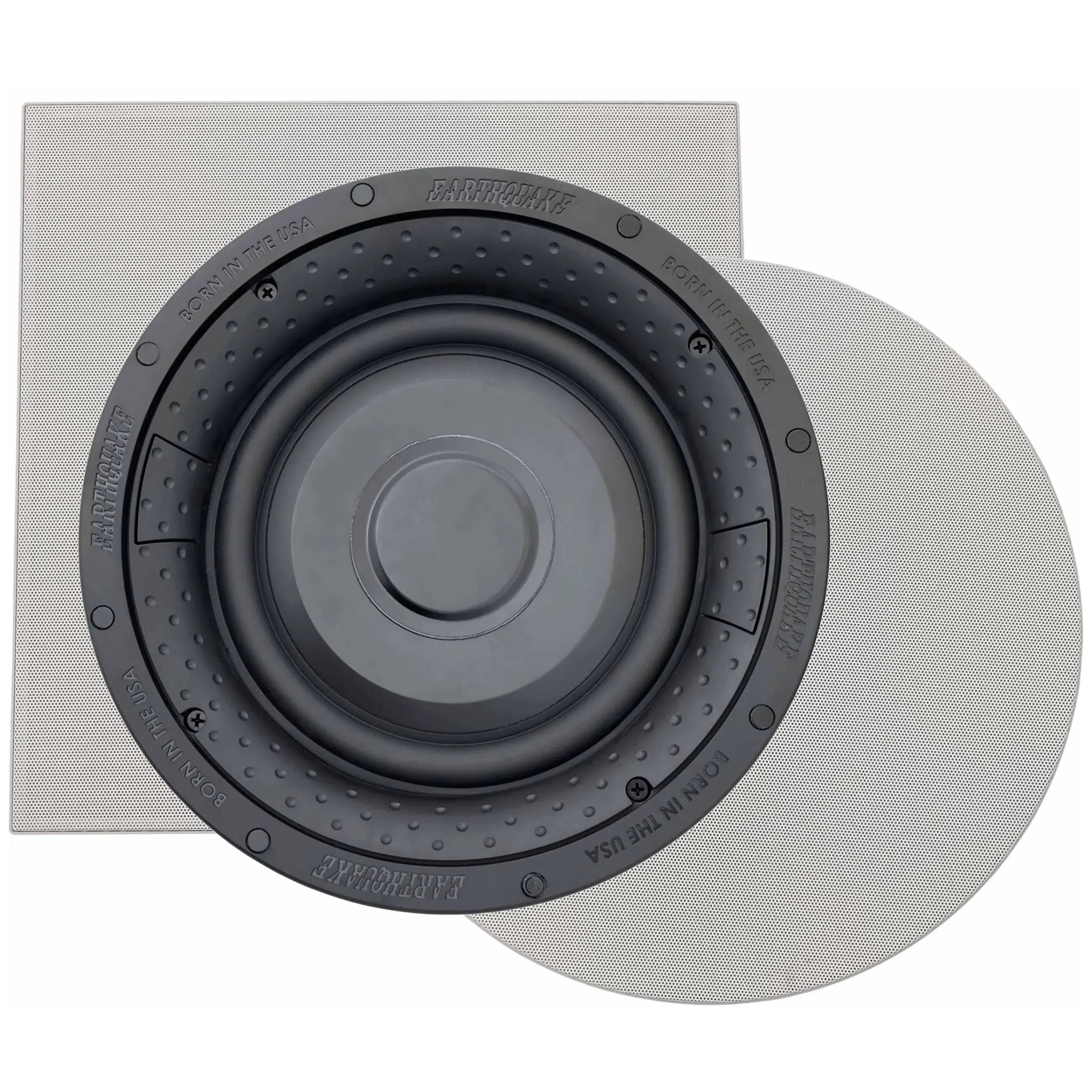 Earthquake Sound 8" INCEILING/IN-WALL SUB- WITH ROUND & SQUARE GRILLS (NEW), From Zack Electronics (SUB-8)