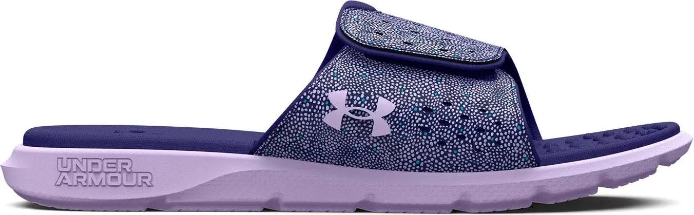 Under Armour Boys' Ignite Pro Graphic Strap Slides - Gray, 4