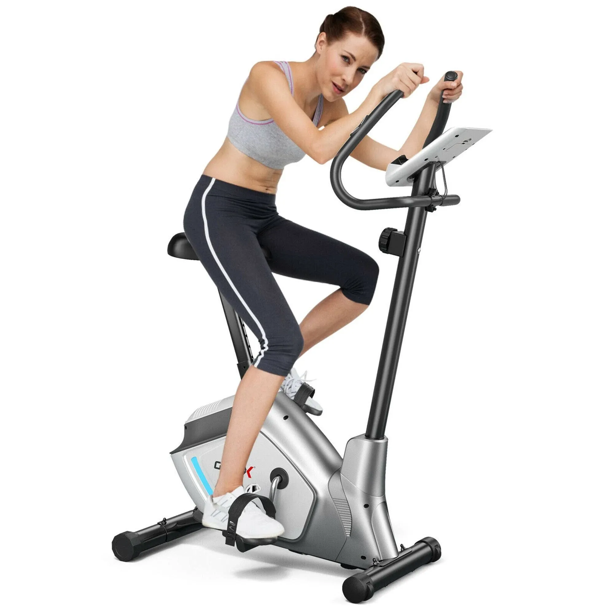 Magnetic Exercise Bike Upright Cycling Bike w/ LCD Monitor &amp; Pulse Sensor