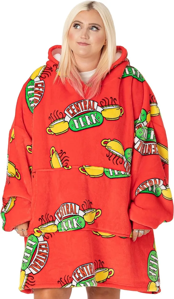 Friends Central Perk Vuddie Oversized Blanket Hoodie Women Ladies Red Fleece