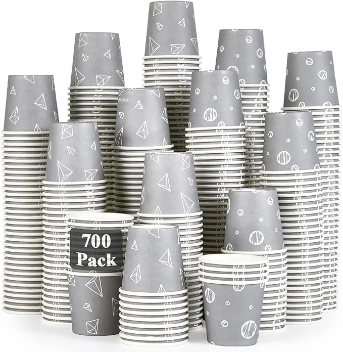 JOLLY PARTY 700 Pack 2 oz Bathroom Cups, Small Paper Cups, Mouthwash Cups for Bathroom, Disposable Grey Mini Paper Cups, Paper Sampling Cup, Espresso Cups