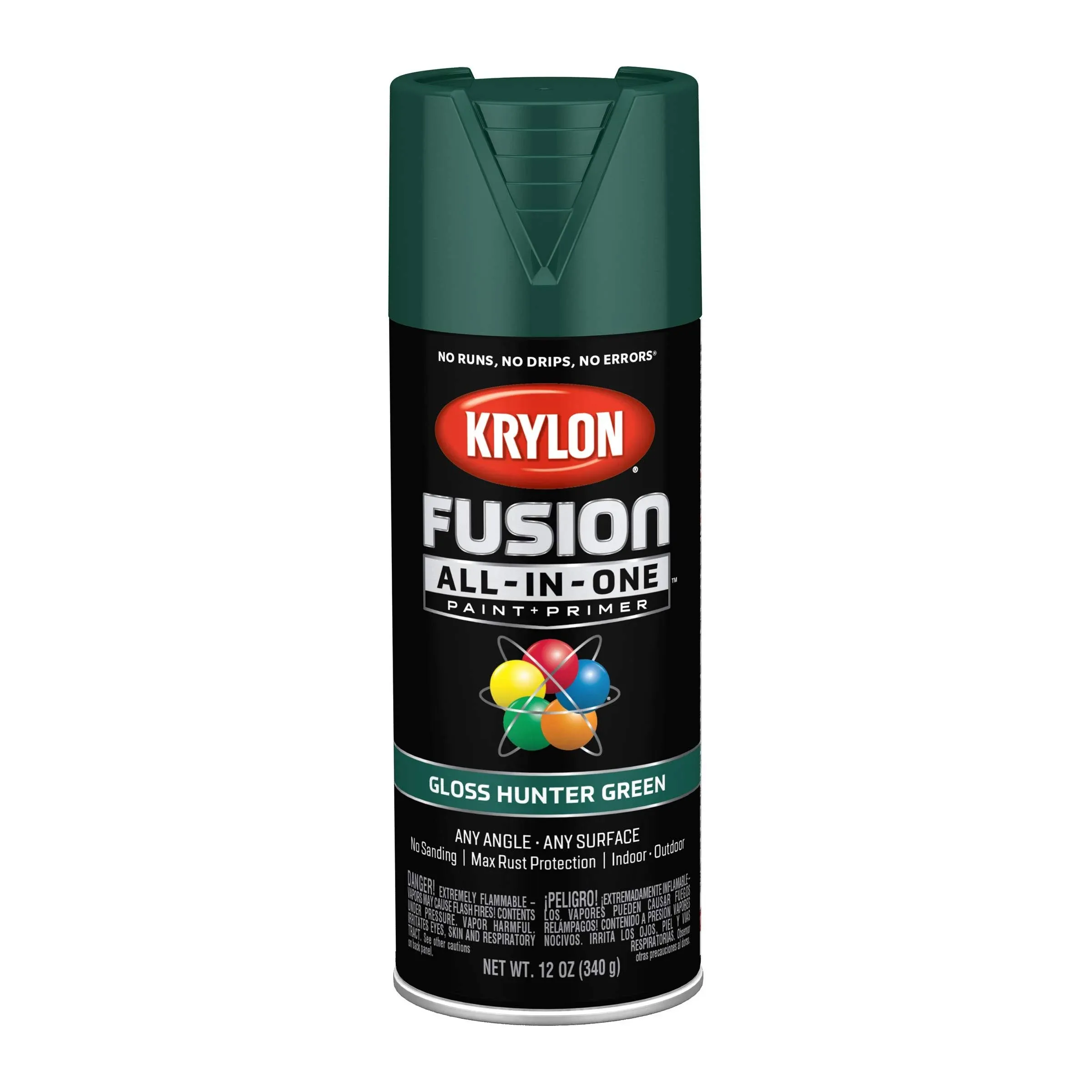 12 oz Krylon K02789007 Hunter Green Fusion All-In-One Paint & Primer Spray Paint, Gloss