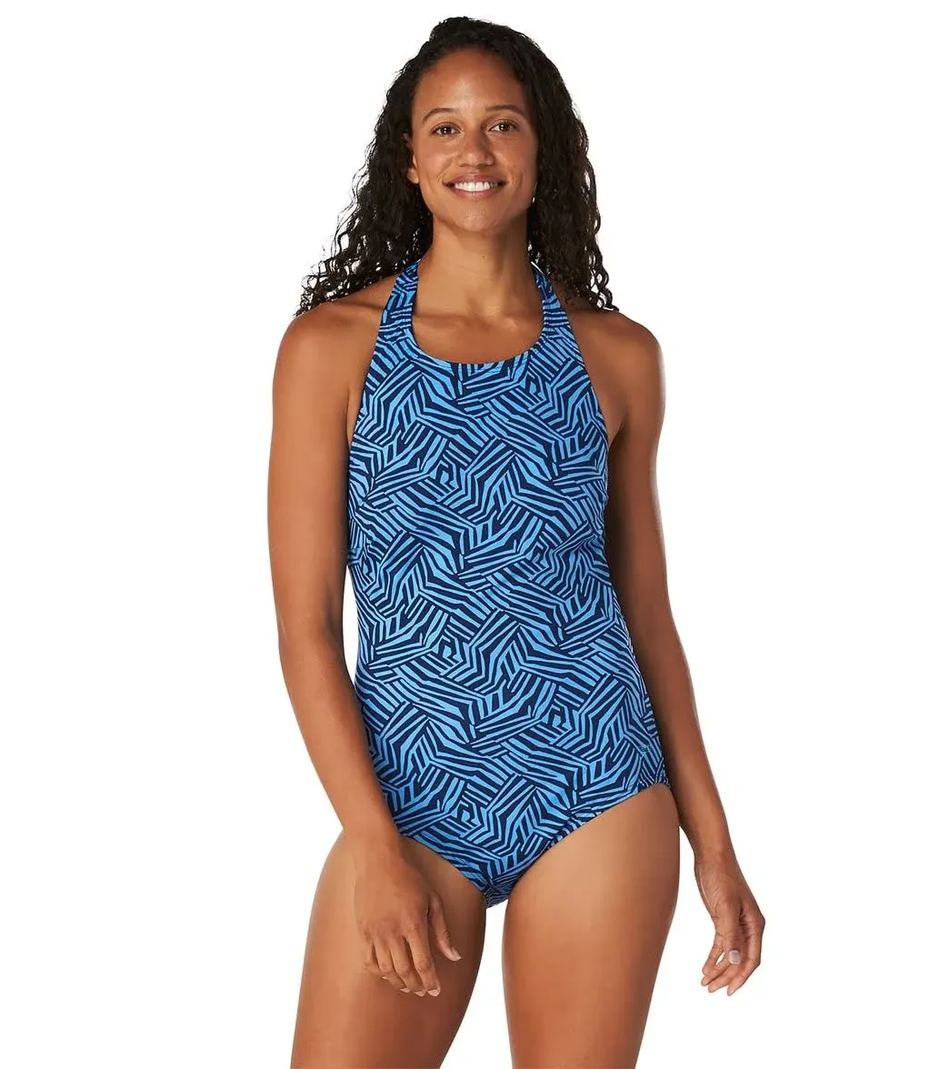 Speedo Women's Printed High Neck One Piece Swimsuit