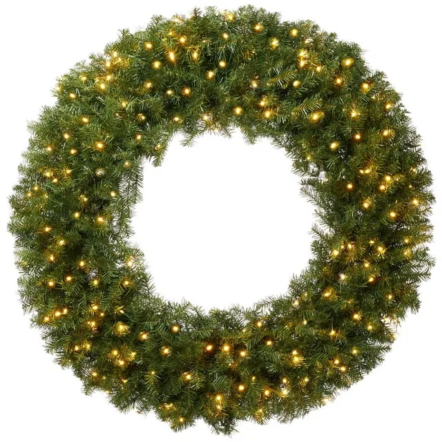 Casafield Pre-Lit Artificial Christmas Wreath with LED Lights Indoor/Outdoor Holiday Décor, 60"