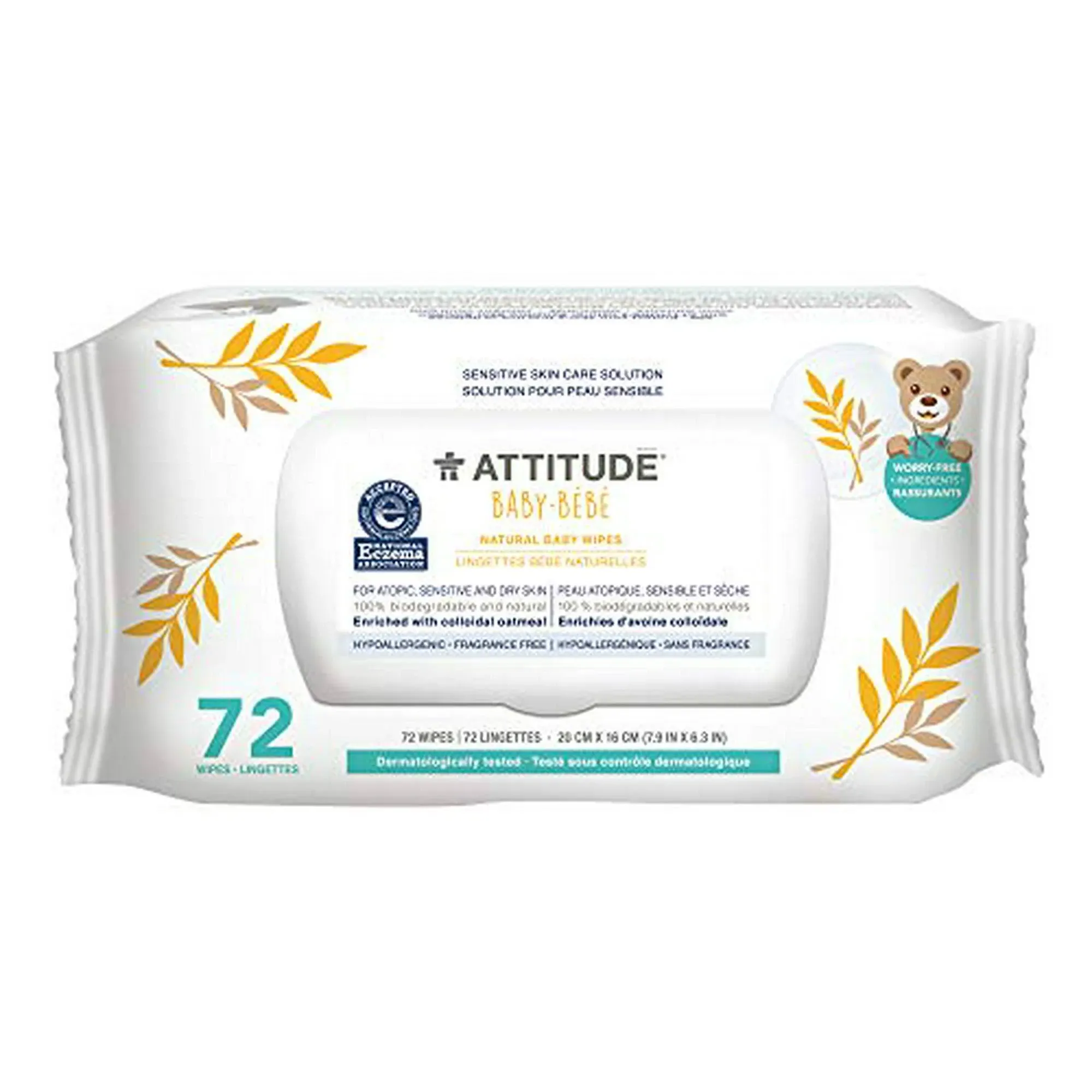 Attitude Sensitive Skin Care Natural Baby Wipes - Baby - 72 Count