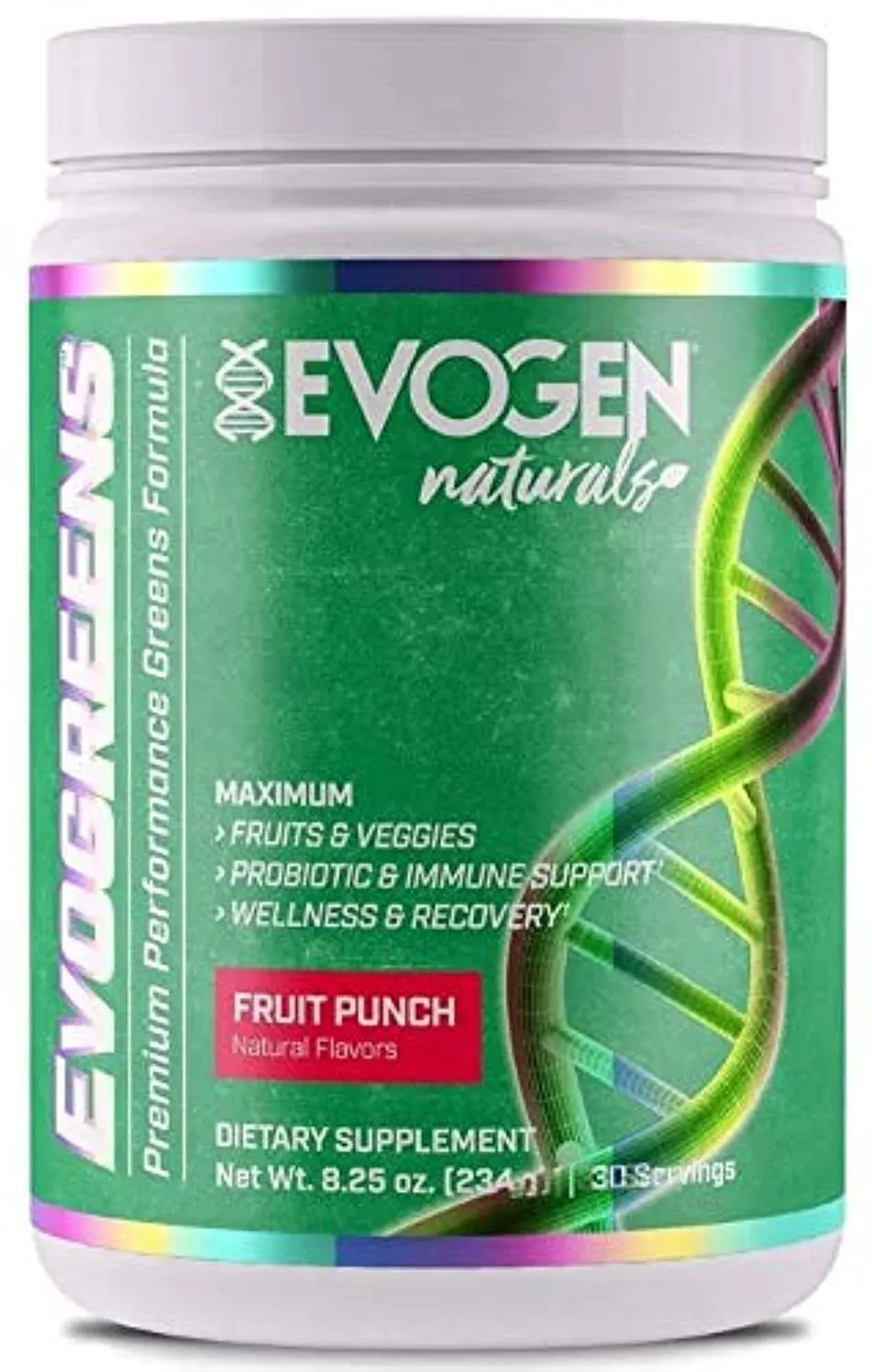 Evogen Evogreens | Premium Performance Greens Superfood, Spirulina, Pomegranate, Probiotics, Kale | 30 Servings … (Fruit Punch, 30 Servings)