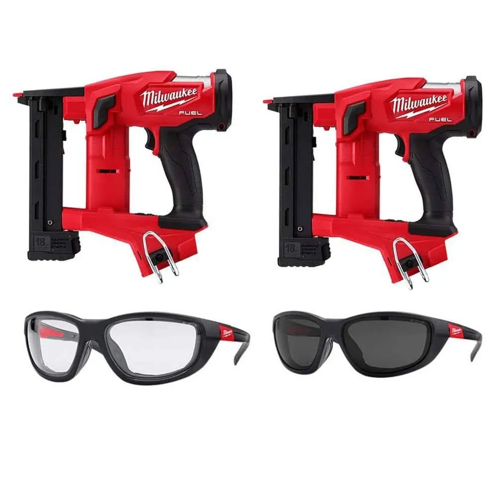 Milwaukee M18 FUEL 18V Lithium-Ion Brushless Cordless 18-Gauge 1/4 in. Narrow Crown Stapler (2-Tool) With Glasses 2749-20-2749-20-48-73-2040-48-73-2045