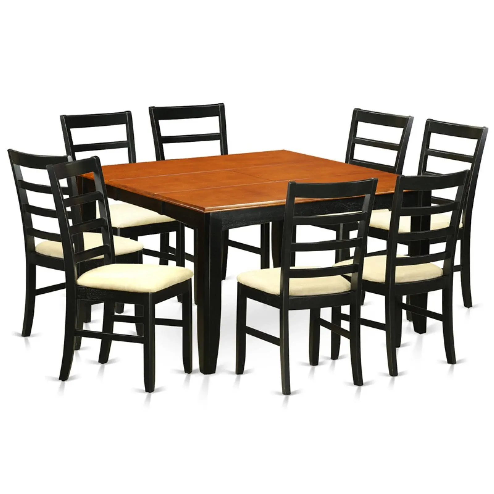 East West Furniture 9 Piece Dining Room Set for 8-Square Table with Leaf and 8 ...