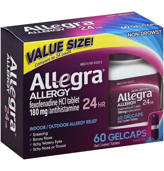 Allegra Allergy 60-Count 24 Hour Relief Gelcaps