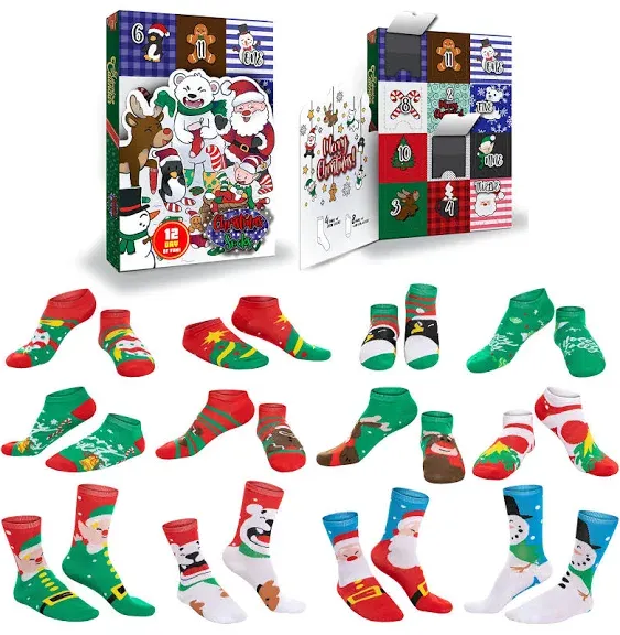 JOYIN 2023 Christmas Advent Calendar Includes 12 Pairs Socks Bulk for Women ...