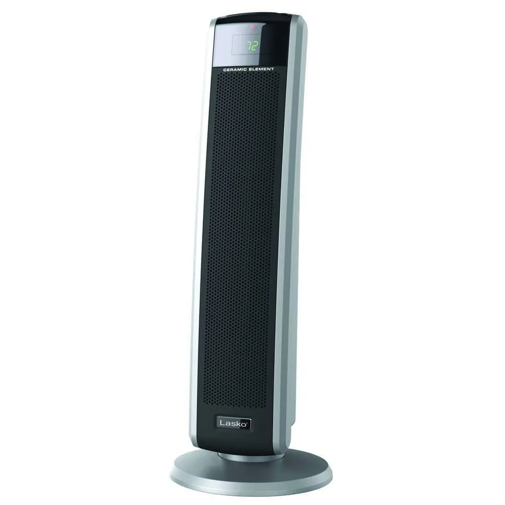 Lasko 29” Ceramic Tower Heater for Large Rooms, Whole Room Heating with Oscillation, Overheat Protection, Digital Display, Timer, Remote Control, 1500W, Black, 5586