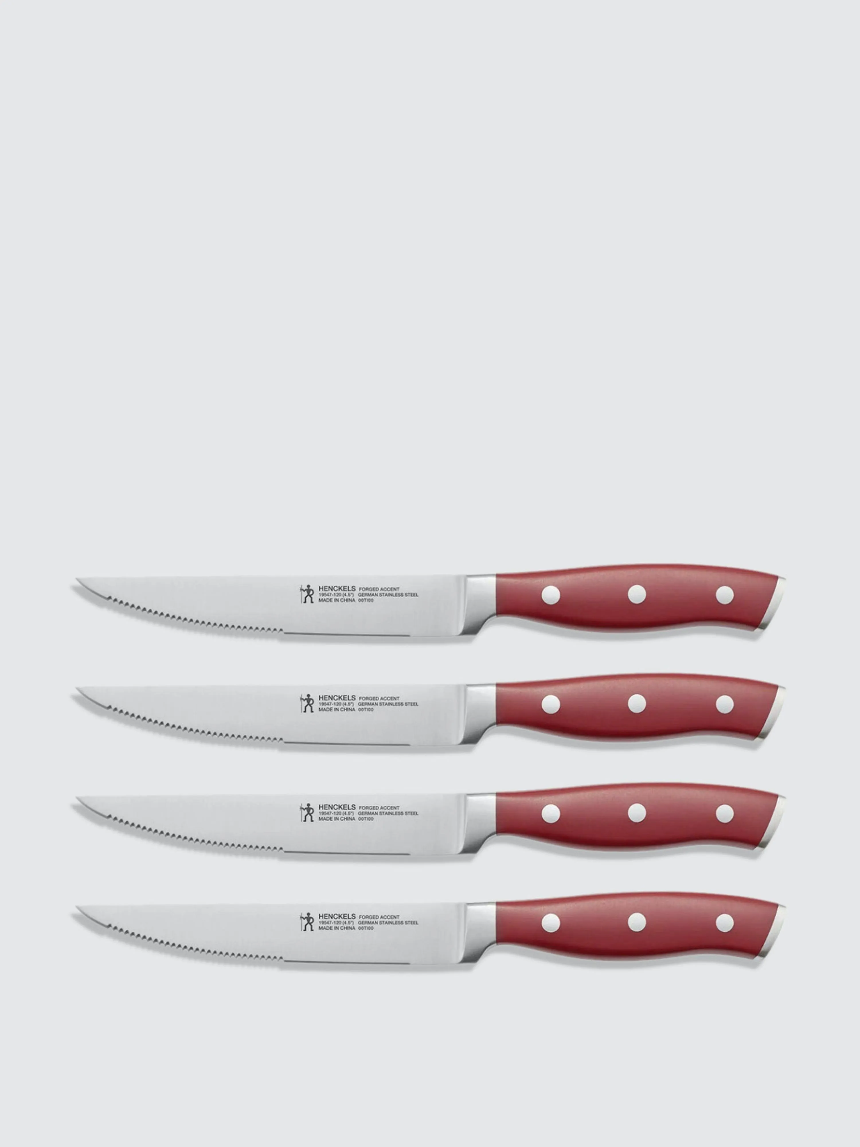 Henckels Forged Accent 4 PC Steak Knife Set Red