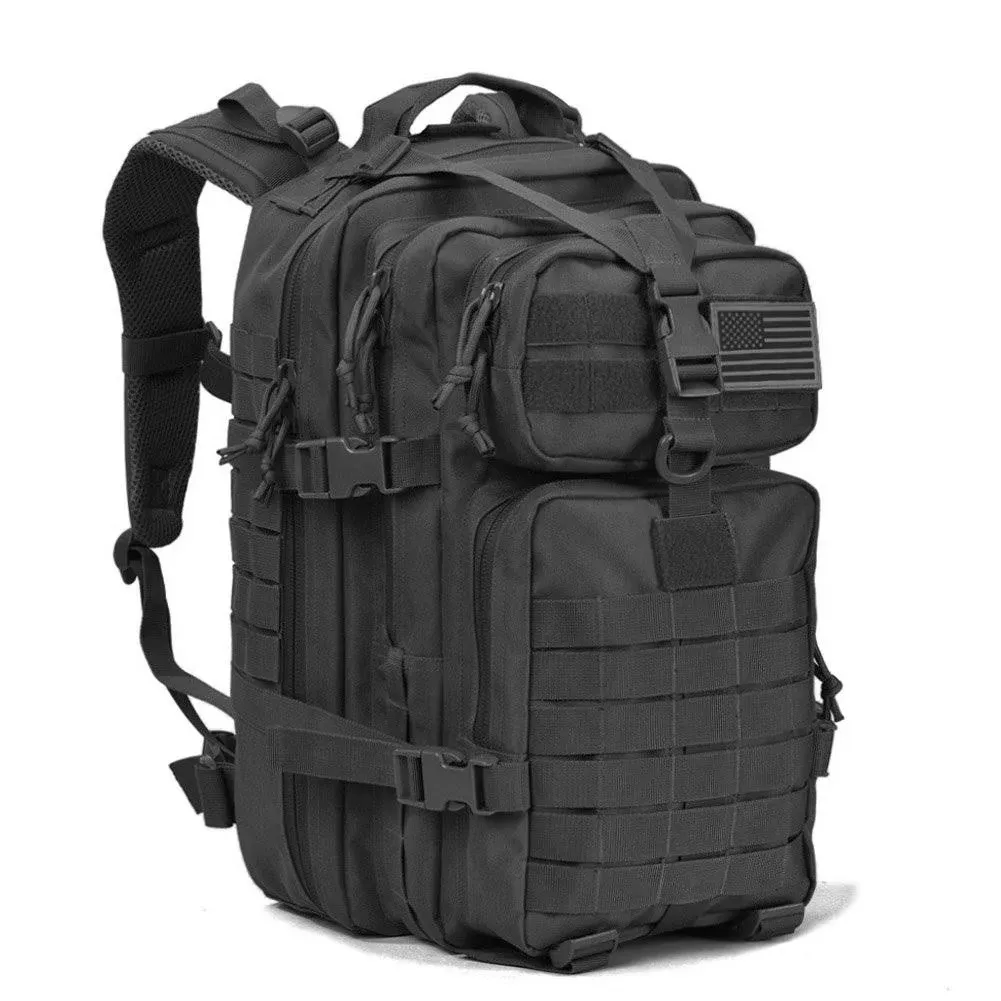 REEBOW Gear Military Tactical Backpack Army Molle Assault Pack Bug Bag Backpacks 34L Daypack Black