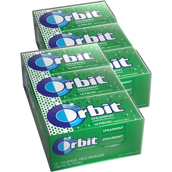 Orbit Spearmint Sugar Free Gum, 14 Piece Pack (24 Count)