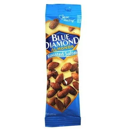 Blue Diamond Almonds, Roasted Salted Flavored Snack Nuts, Single Serve Bags (1.5 Oz. Tubes, Pack of 12)Blue Diamond Almonds, Roasted Salted Flavored Sna…