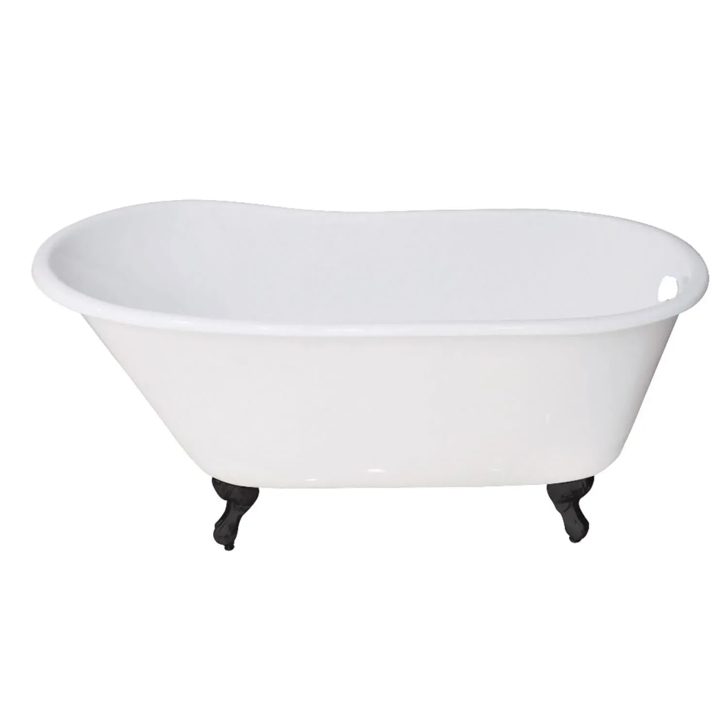 Kingston Brass VCTND5328NT0 53 in. Aqua Eden Cast Iron Single Slipper Clawfoot Tub with No Faucet Drillings, White & Matte Black