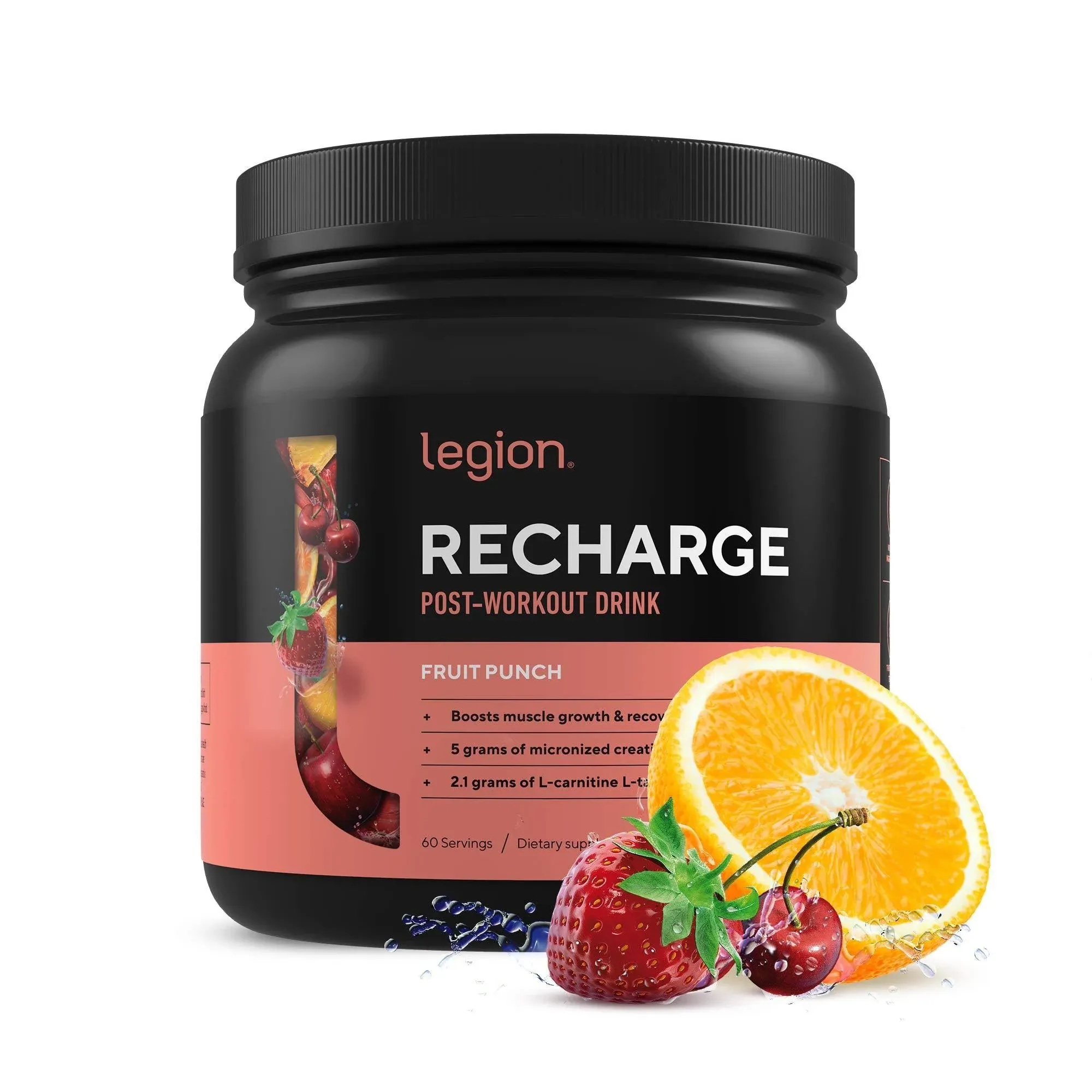 Legion Recharge Post Workout Supplement, Fruit Punch, 60 Servings