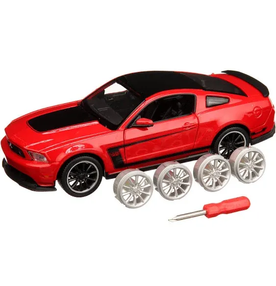 2012 Ford Mustang Boss 302 Orange and Black 1/24 Diecast Model Car by Maisto