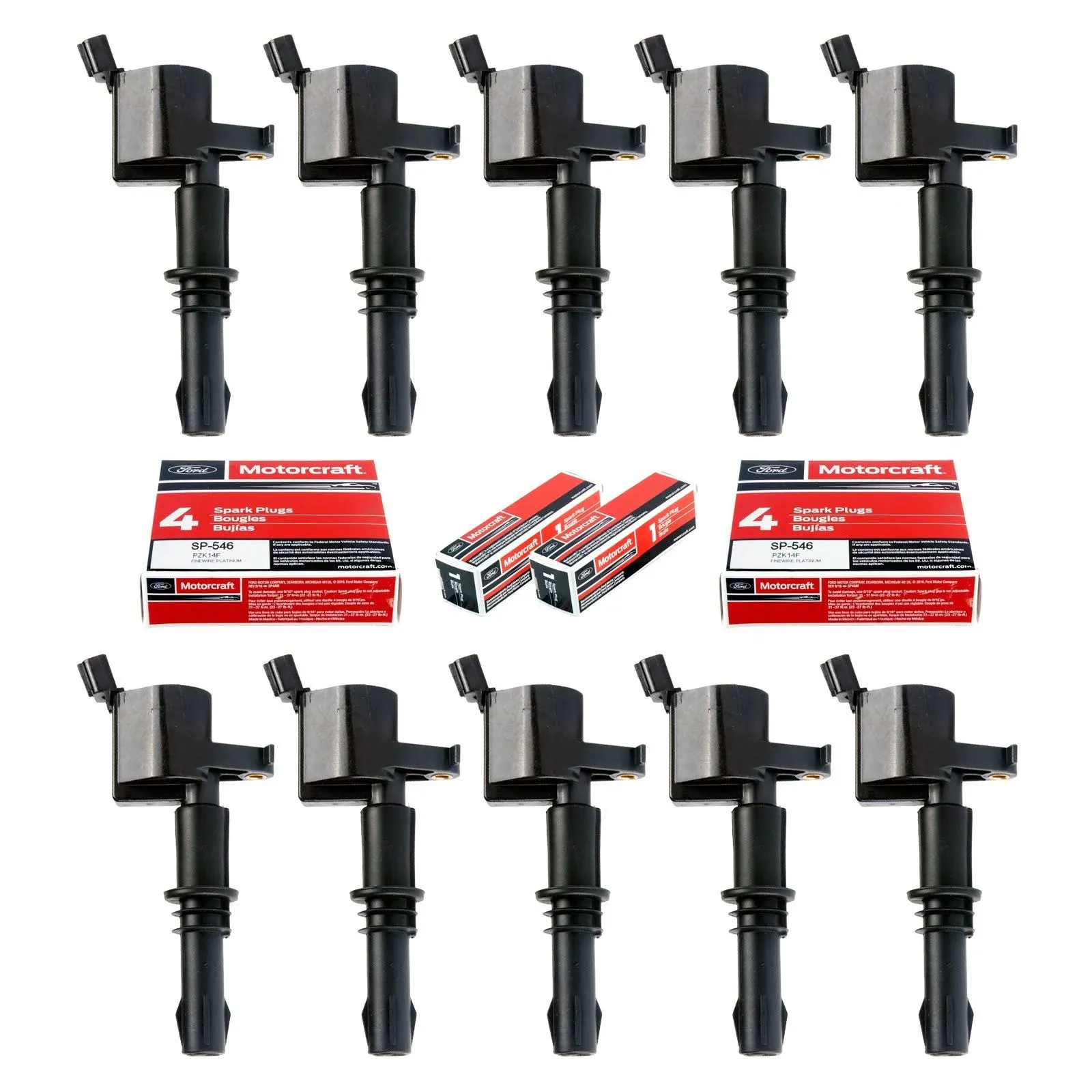 Mas Set of 10 Straight Boot Ignition Coil Pack