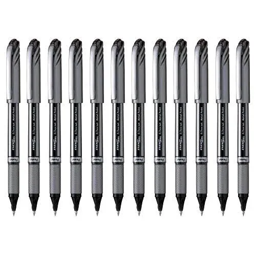 Pentel EnerGel NV Liquid Gel Pen, 0.7mm, Medium Line Capped, Metal Tip, Black Ink Sold as 1