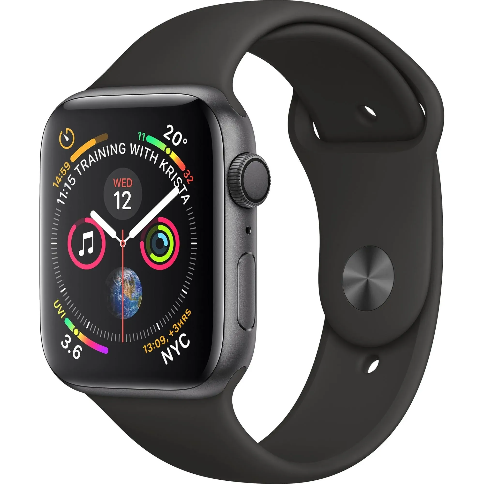 Apple Watch Series 4 (GPS + Cellular, 44mm) - Space Black Aluminum Case with Black Sport Band (Renewed)